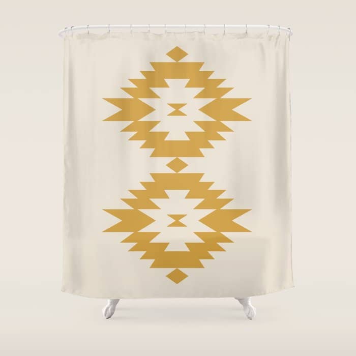 Southwestern Minimalism - Golden Yellow Neutral Beige Shower Curtain