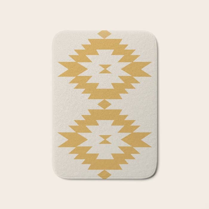 Southwestern Minimalism - Golden Yellow Neutral Beige Bath Mat