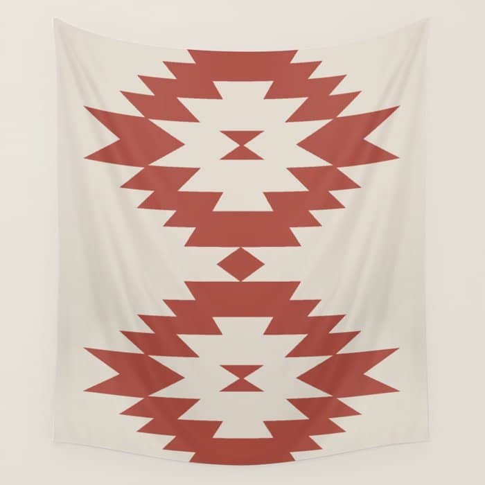 Southwestern Minimalism - Red Neutral Beige Wall Tapestry