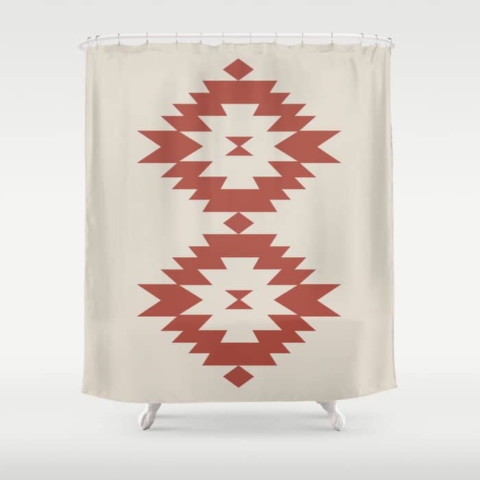 Southwestern Minimalism - Red Neutral Beige Shower Curtain