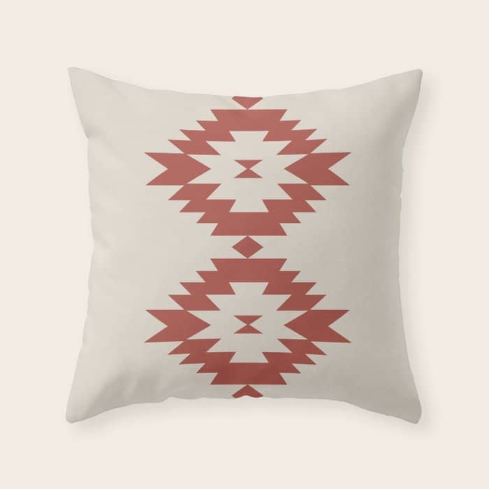 Southwestern Minimalism - Red Neutral Beige Throw Pillow