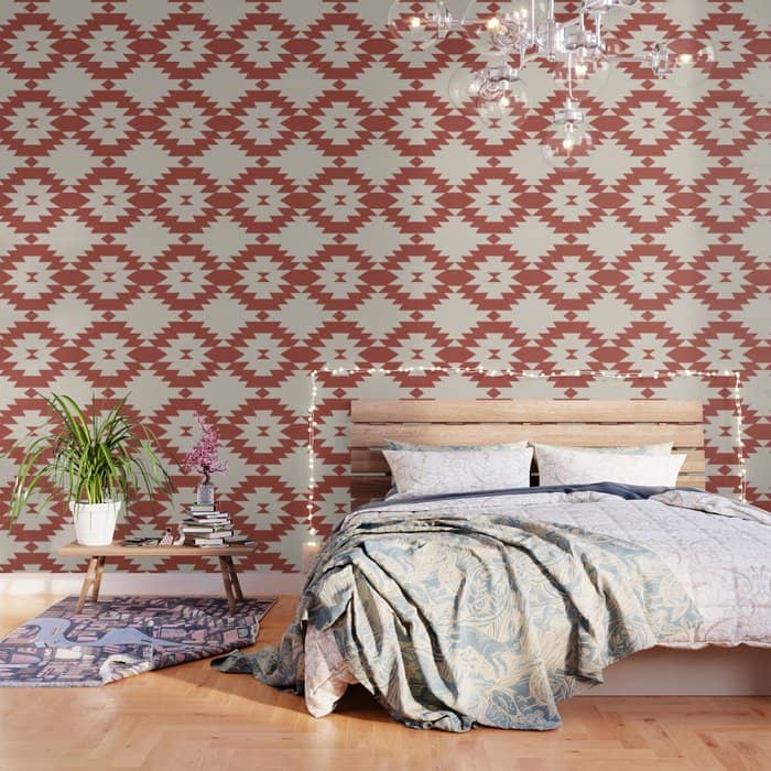 Southwestern Minimalism - Red Neutral Beige Wallpaper