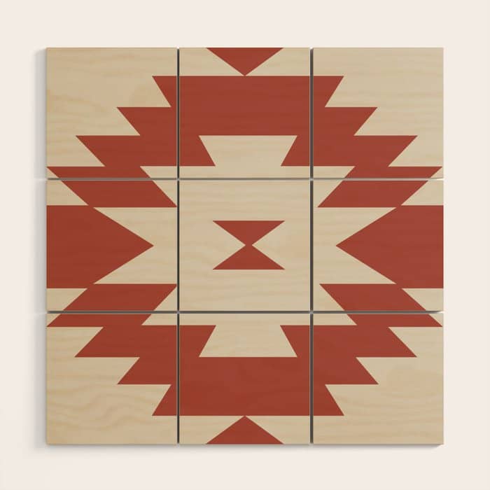 Southwestern Minimalism - Red Neutral Beige Wood Wall Art