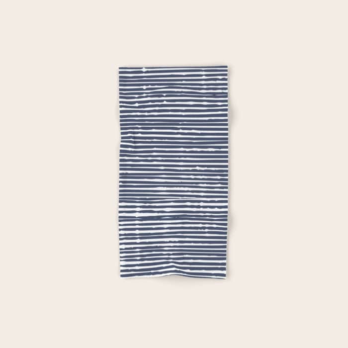Abstract Stripes Pattern, Indigo, Navy Blue Bath Towel