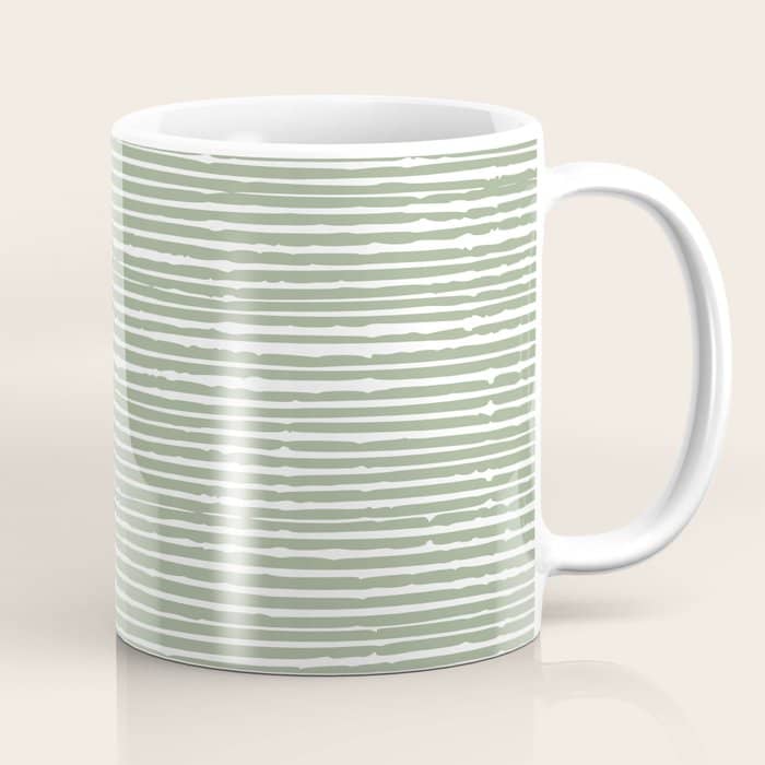 Abstract Stripes, Sage Green, Boho Wall Art Coffee Mug