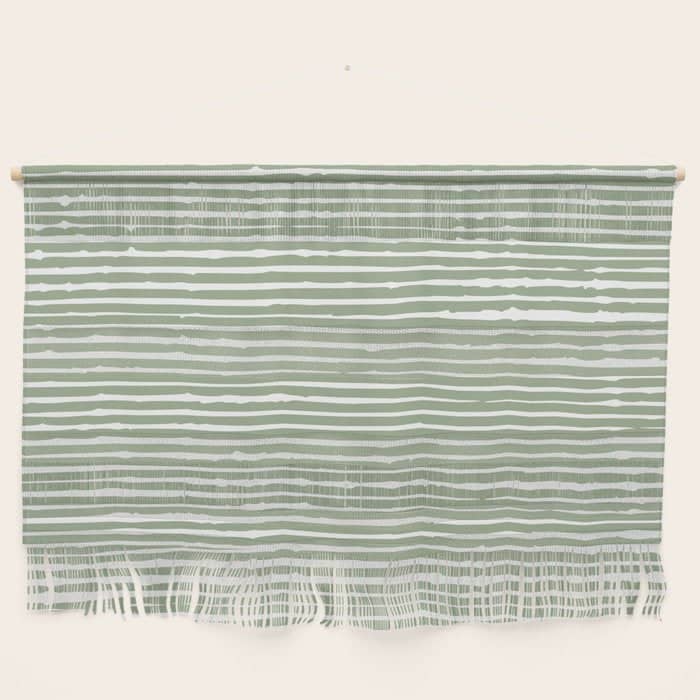 Abstract Stripes, Sage Green, Boho Wall Art Wall Hanging