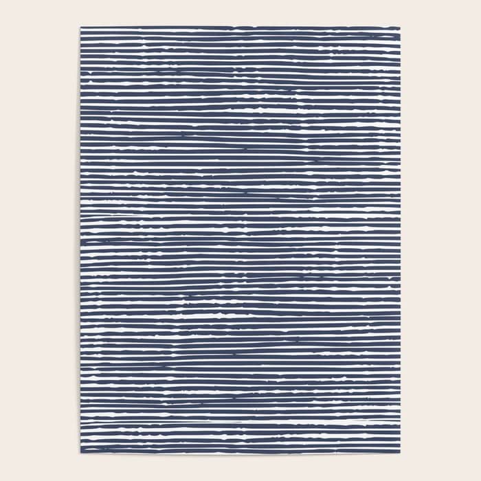Abstract Stripes Pattern, Indigo, Navy Blue Poster