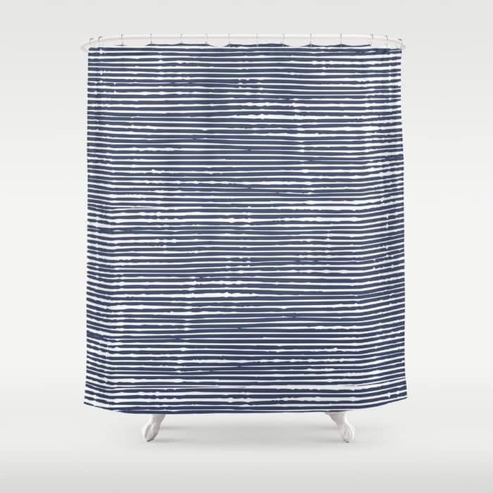 Abstract Stripes Pattern, Indigo, Navy Blue Shower Curtain