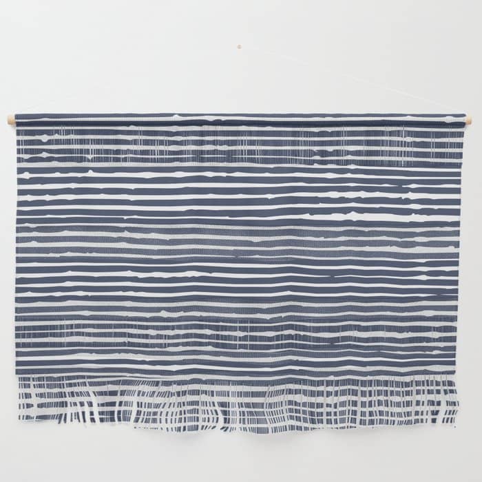 Abstract Stripes Pattern, Indigo, Navy Blue Wall Hanging