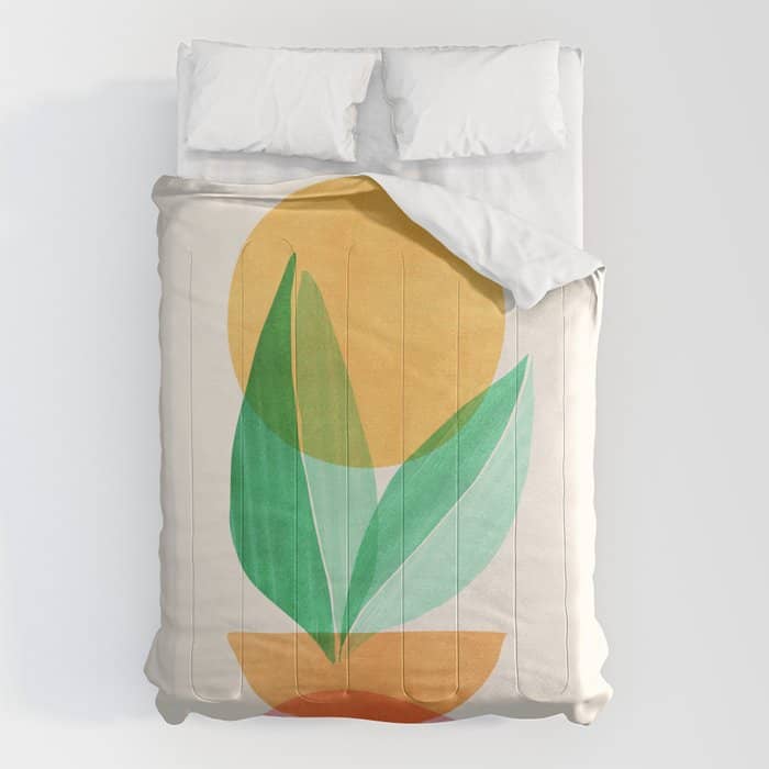 Summer Stack Abstract Plant Illustration Comforter