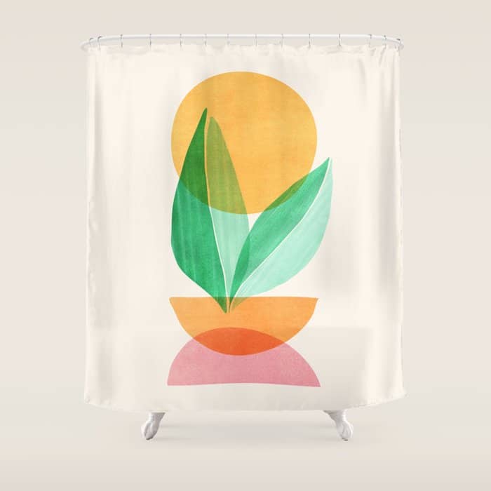 Summer Stack Abstract Plant Illustration Shower Curtain