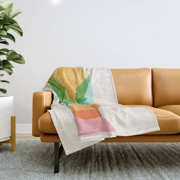 Summer Stack Abstract Plant Illustration Throw Blanket