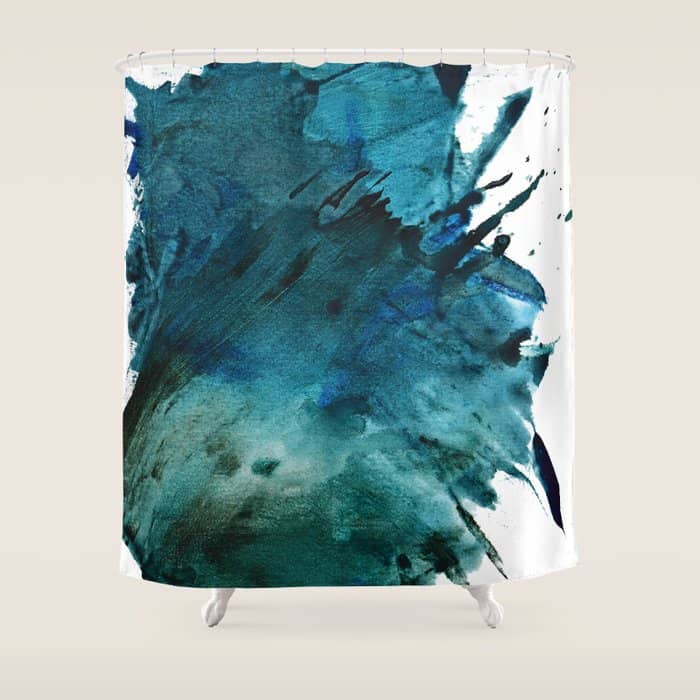 Scenic Route [2]: A Pretty, Minimal Abstract Piece In Blue And Green By Alyssa Hamilton Art Shower Curtain