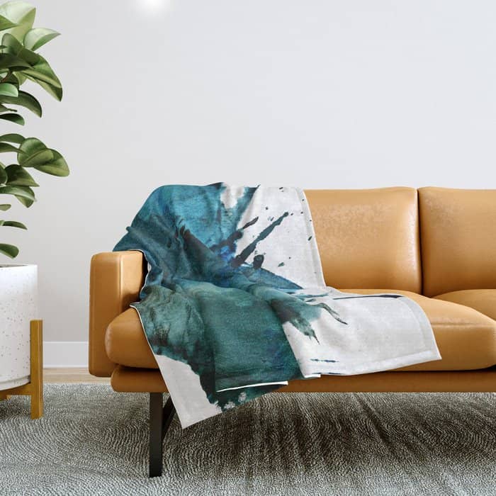 Scenic Route [2]: A Pretty, Minimal Abstract Piece In Blue And Green By Alyssa Hamilton Art Throw Blanket