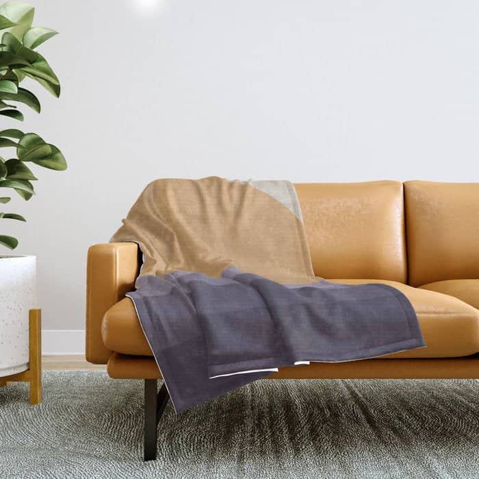 Minimal Retro Sunset Sunrise - Purple Mauve Dusk Throw Blanket