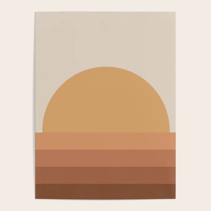 Minimal Retro Sunset Sunrise - Neutral Desert Orange Poster