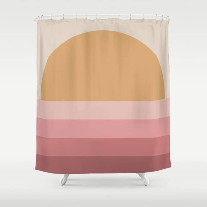 Minimal Retro Sunset Sunrise - Neutral Pink Shower Curtain