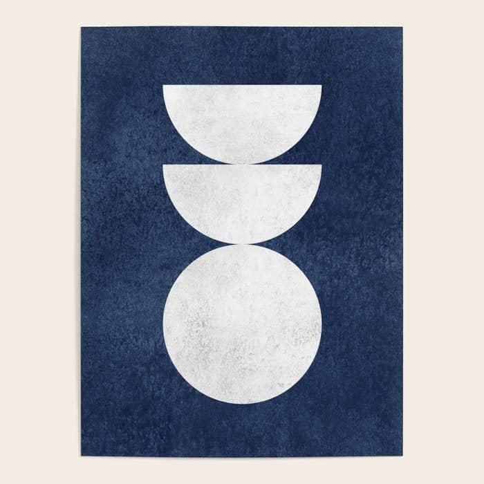 Woodblock Navy 2 Mid Century Modern Poster