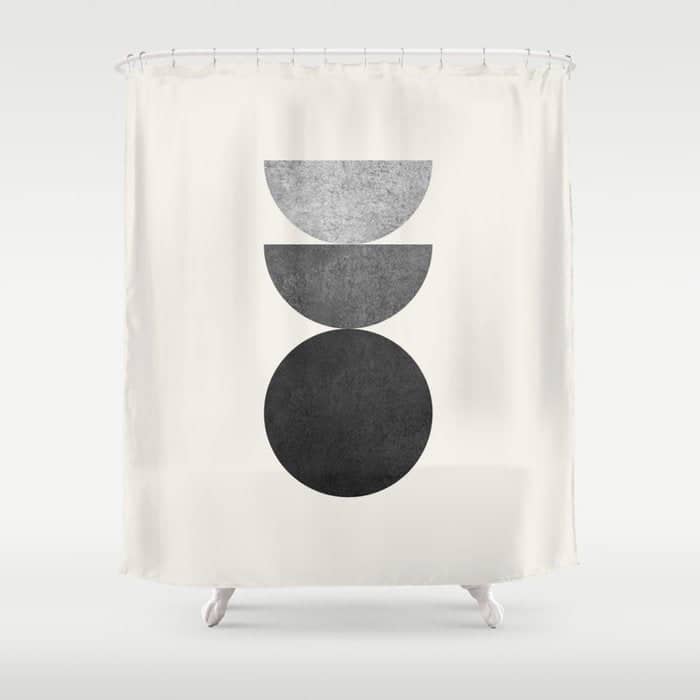 Woodblock Black And White Mid Century Modern Shower Curtain