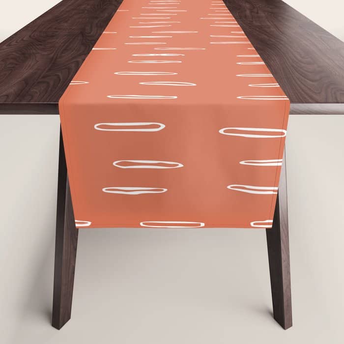 Boho, Raindrops Pattern In Terracotta Table Runner