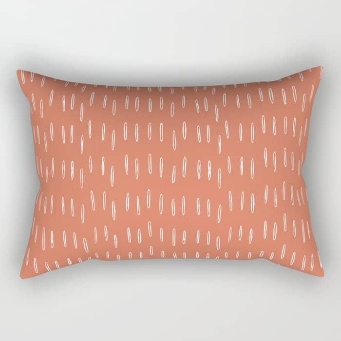 Boho, Raindrops Pattern In Terracotta Rectangular Pillow