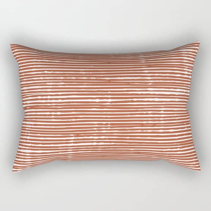 Rustic, Abstract Stripes Pattern In Terracotta Rectangular Pillow