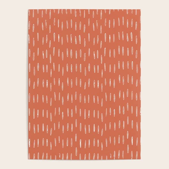 Boho, Raindrops Pattern In Terracotta Poster