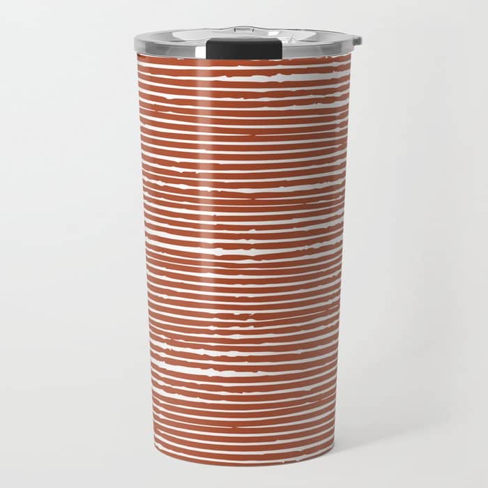 Rustic, Abstract Stripes Pattern In Terracotta Travel Mug