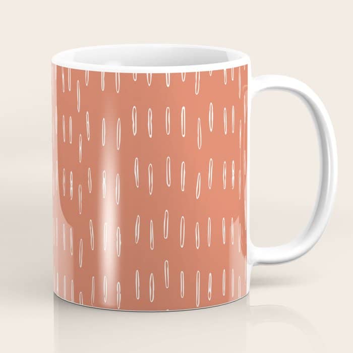 Boho, Raindrops Pattern In Terracotta Coffee Mug