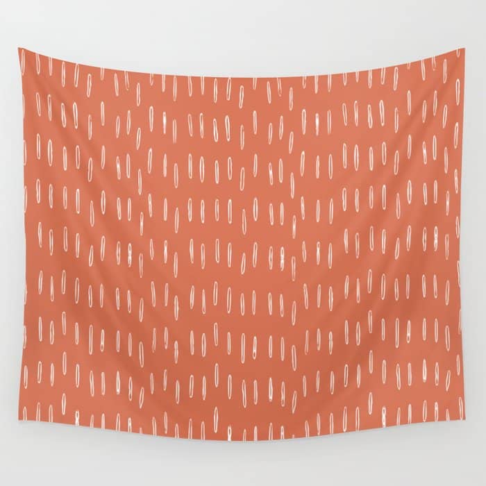 Boho, Raindrops Pattern In Terracotta Wall Tapestry