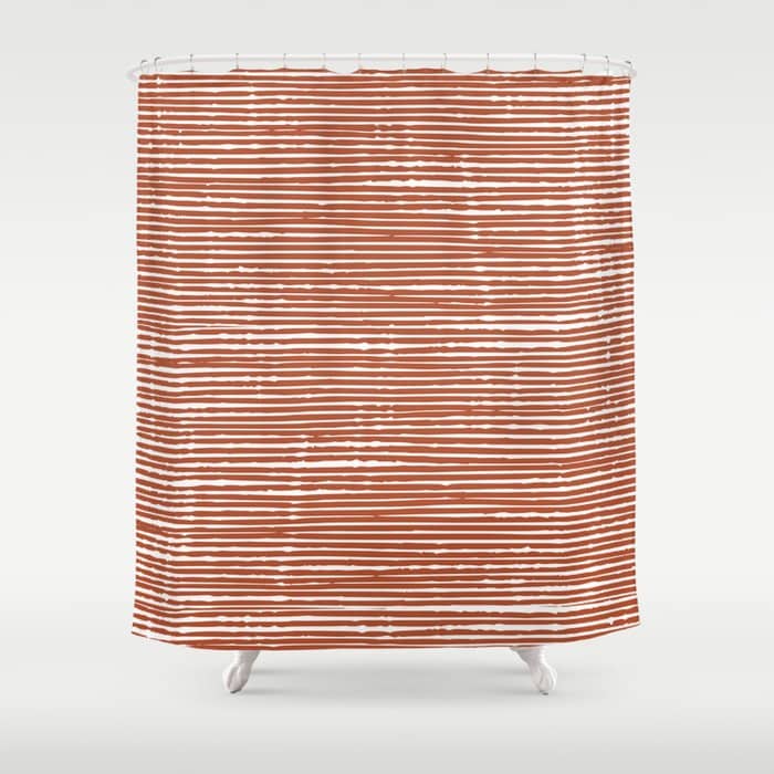 Rustic, Abstract Stripes Pattern In Terracotta Shower Curtain