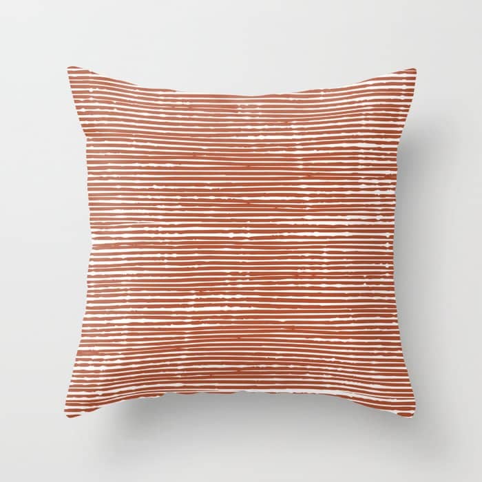 Rustic, Abstract Stripes Pattern In Terracotta Throw Pillow