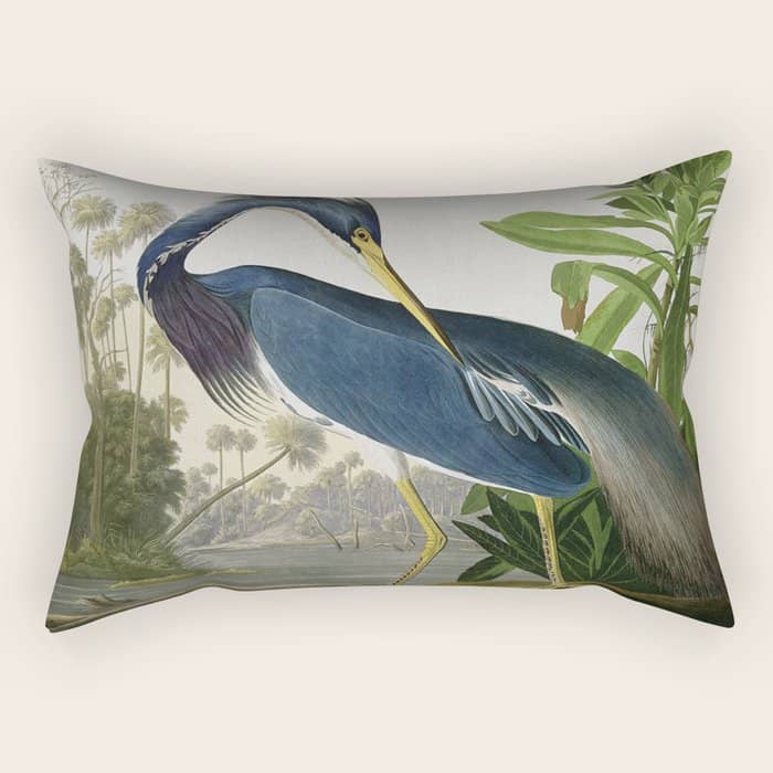 John James Audubon Louisiana Heron Painting Rectangular Pillow