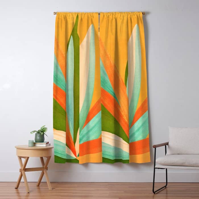 Summer Cactus Botanical Painting Window Curtain