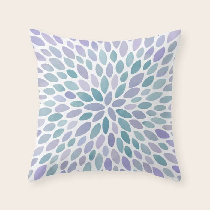 Festive, Flower Bloom, Purple And Teal, Floral Prints Throw Pillow