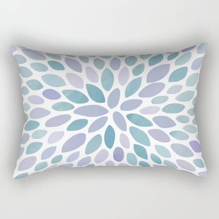 Festive, Flower Bloom, Purple And Teal, Floral Prints Rectangular Pillow