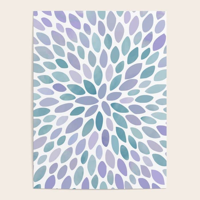 Festive, Flower Bloom, Purple And Teal, Floral Prints Poster