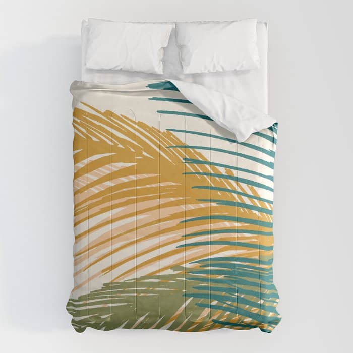 Golden Hour Palms Modern Botanical Comforter