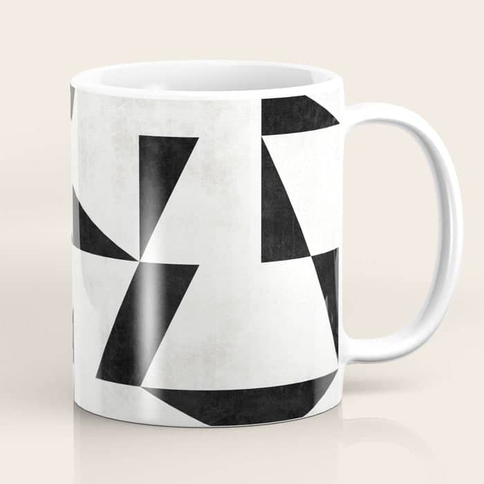 Mid-Century Modern Pattern No.11 - Black And White Conrete Coffee Mug