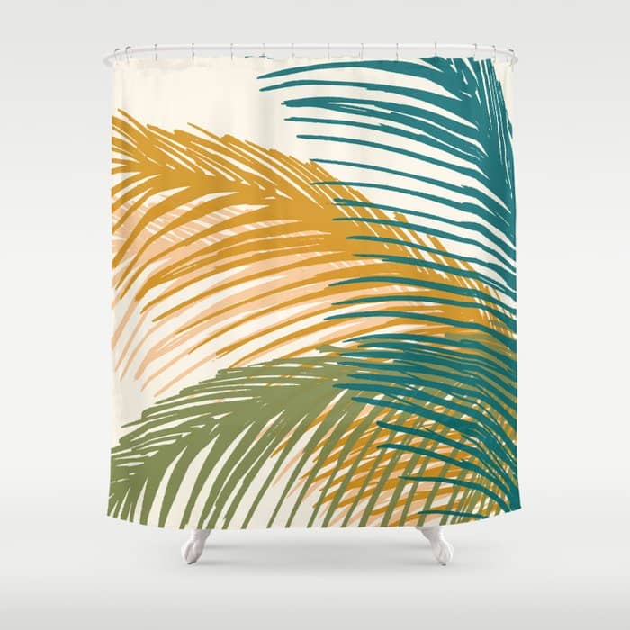 Golden Hour Palms Modern Botanical Shower Curtain