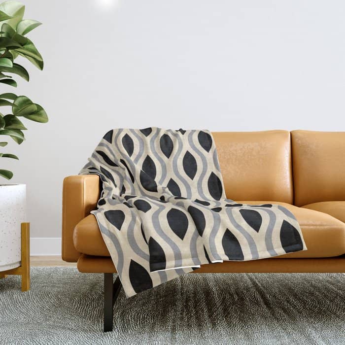 Retro Ogee Pattern 446 Black Beige And Gray Throw Blanket