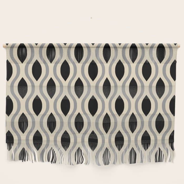 Retro Ogee Pattern 446 Black Beige And Gray Wall Hanging