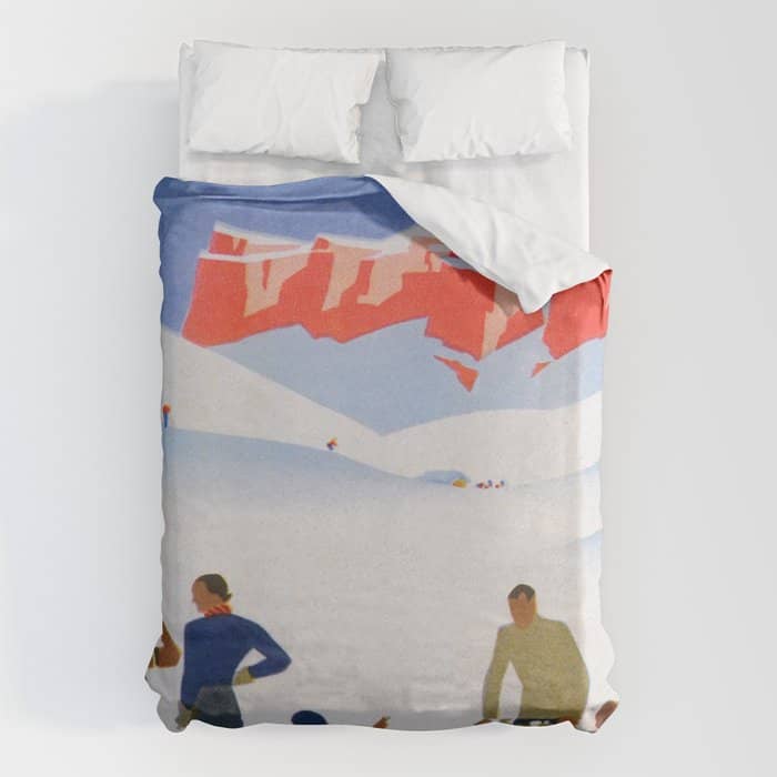Dolomites Italy Vintage Ski Poster Duvet Cover