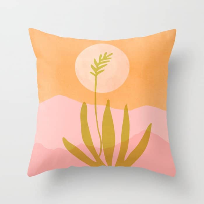Desert Moon Colorful Landscape Throw Pillow
