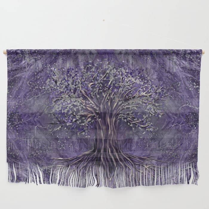 Tree Of Life -Yggdrasil Amethyst And Silver Wall Hanging