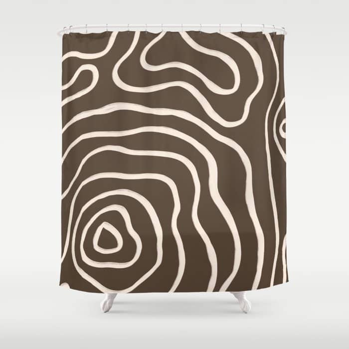 Topographic Map / Brown & Nude Shower Curtain