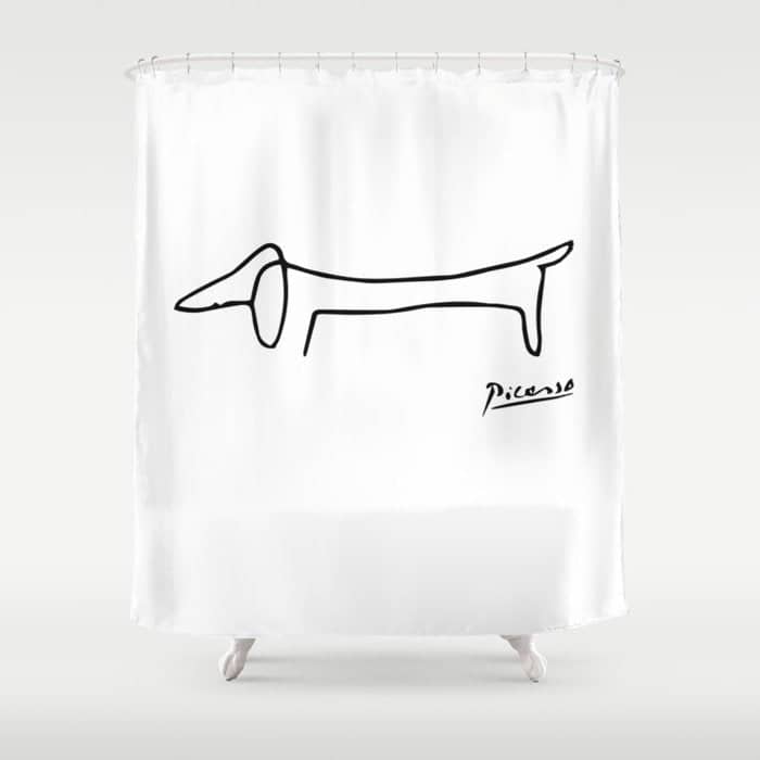 Pablo Picasso Dog (Lump) Artwork Shirt, Sketch Reproduction Shower Curtain