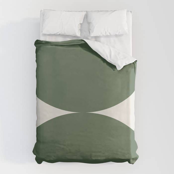 Bold Geometric Shapes Maximalism Xiii Green Duvet Cover
