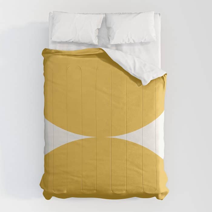 Bold Geometric Shapes Maximalism Xii Golden Yellow Comforter