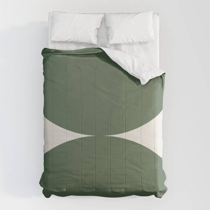 Bold Geometric Shapes Maximalism Xiii Green Comforter